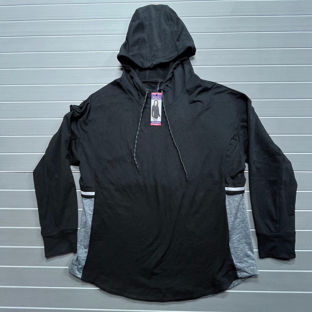 Serene Tangerine Black Heather Grey Colorblock Soft‎ Pullover Hoodie XLarge